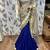 Fancy imported fabrics party wear saree in blue with embroidery & crystal stone work