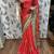 Pure silk wedding wear saree in red with embroidery work & handwork