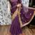 Chiffon silk wedding wear saree in violet with embroidery work & handwork