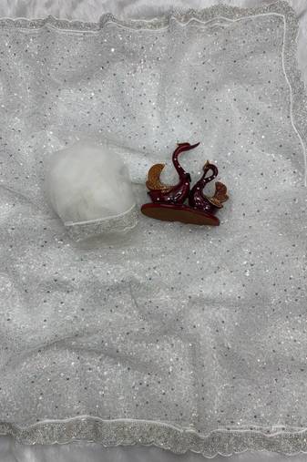 White Color Zari And Sequence Embroidery Work Rangoli Silk Saree