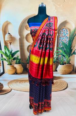 Multi Color Lagadi pallu art silk saree 1