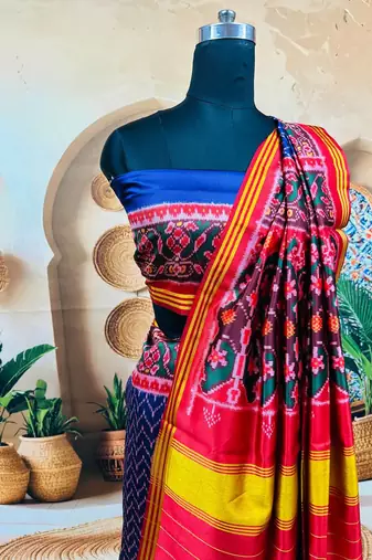 Multi Color Lagadi pallu art silk saree