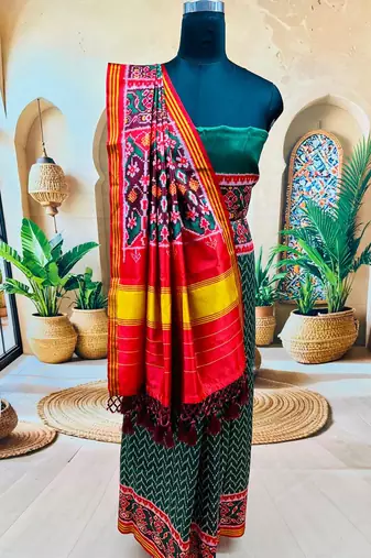 Multi Color Lagadi pallu art silk saree