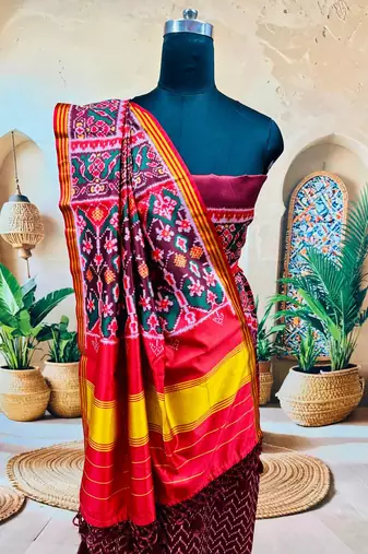 Multi Color Lagadi pallu art silk saree
