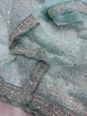 Blue Color Zari And Sequence Embroidery Work Rangoli Silk Saree 2