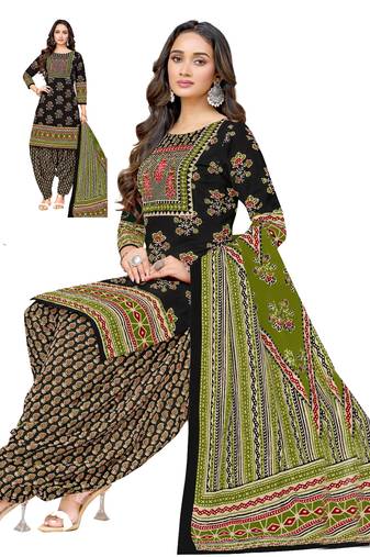 Black color crepe silk printed women unstitched dress material