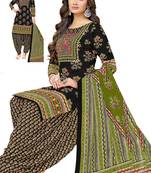 Black color crepe silk printed women unstitched dress material