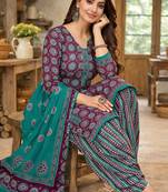 Magenta color crepe silk printed women unstitched dress material