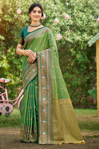 orange soft silk blend woven work traditional saree