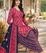 Pink  color crepe silk printed women unstitched dress material