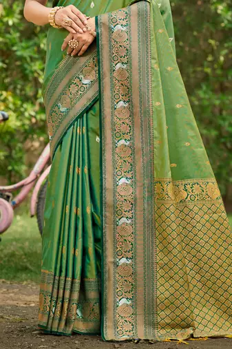 orange soft silk blend woven work traditional saree