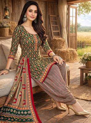 Multicolor color crepe silk printed women unstitched dress material 1