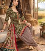 Multicolor color crepe silk printed women unstitched dress material