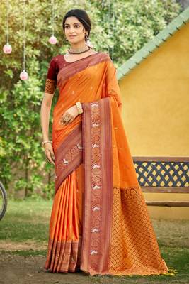 green soft silk blend woven work traditional saree 1