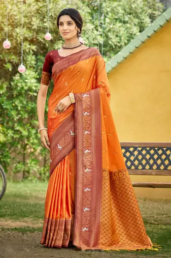 green soft silk blend woven work traditional saree