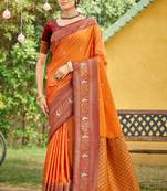 green soft silk blend woven work traditional saree