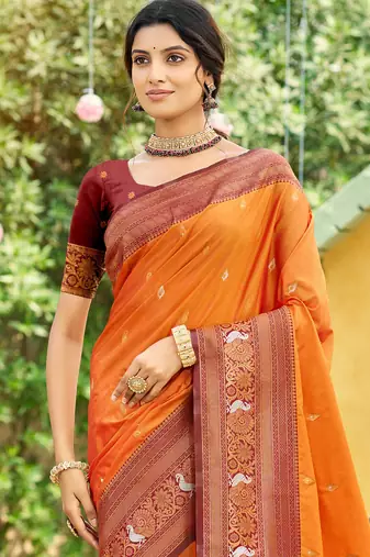 green soft silk blend woven work traditional saree