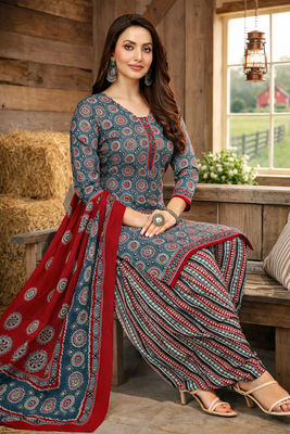 Multicolor  color crepe silk printed women unstitched dress material 1