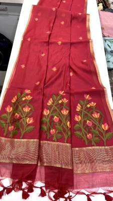 Maroon Color Jamdani weave  cotton Saree 2