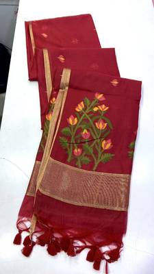 Maroon Color Jamdani weave  cotton Saree 3