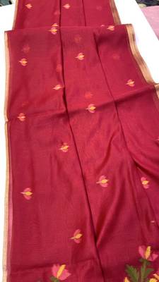 Maroon Color Jamdani weave  cotton Saree 4