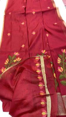 Maroon Color Jamdani weave  cotton Saree 5