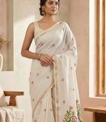 White Color Jamdani weave  cotton Saree