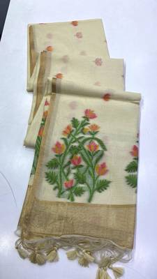 White Color Jamdani weave  cotton Saree 2