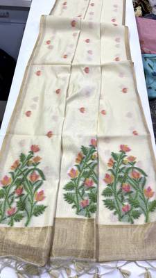 White Color Jamdani weave  cotton Saree 3