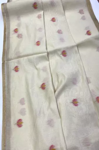 White Color Jamdani weave  cotton Saree