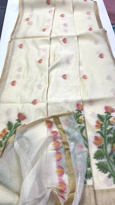 White Color Jamdani weave  cotton Saree 5