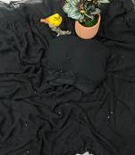 Designer faux georgette beads and sequence work saree with blouse