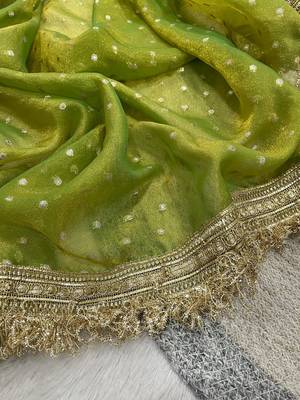 Perrot moss silk with jecquard butti saree with unstitched blouse 2