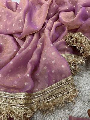 Pink moss silk with jecquard butti saree with unstitched blouse 2