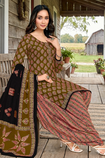 Multicolor color crepe silk printed women unstitched dress material