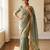 Seagreen moss silk with jecquard butti saree with unstitched blouse