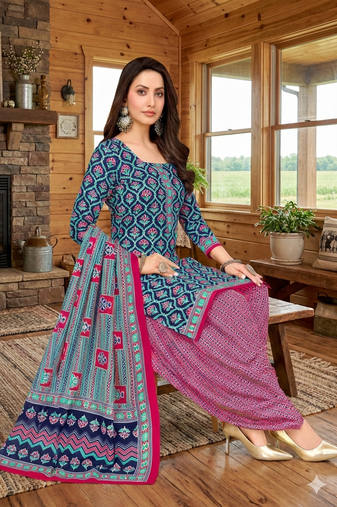 Multicolor color crepe silk printed women unstitched dress material