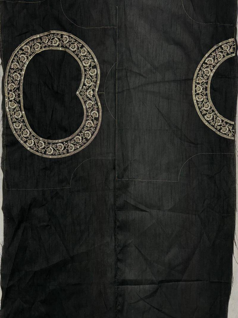 Dark Grey Color Sequance and Dori Embroidery work Twill Net Saree