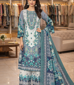 Grey color crepe silk printed women unstitched dress material