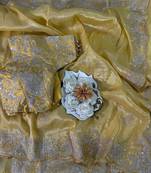 Olive Color  Embroidery Work and Coding weaving Tissue Silk Saree