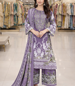 Purple color crepe silk printed women unstitched dress material