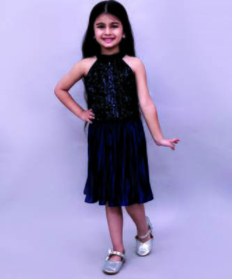 Navy blue embroidered polycotton co ord set 1