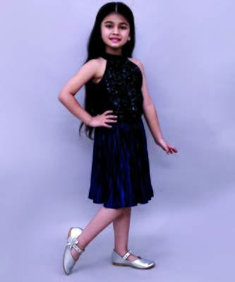 Navy blue embroidered polycotton co ord set 2