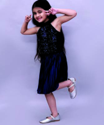 Navy blue embroidered polycotton co ord set 3