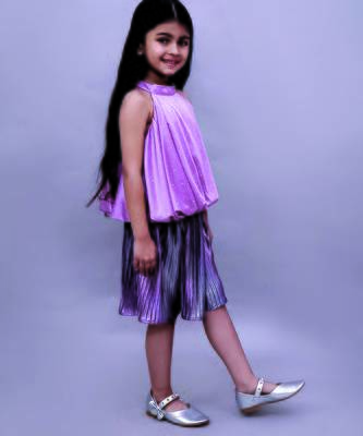 Purple solid polycotton co ord set 2