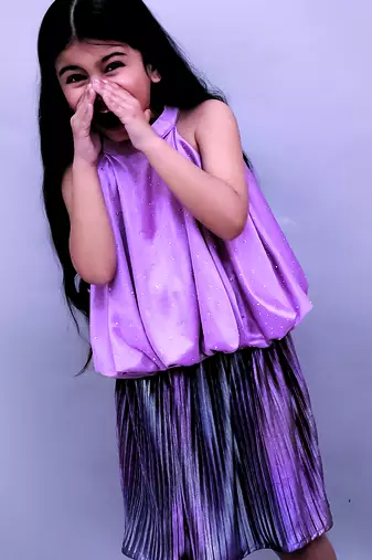 Purple solid polycotton co ord set