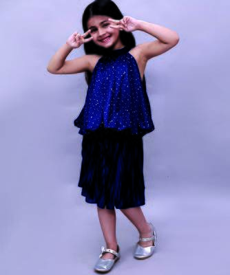 Navy blue woven polycotton co ord set 1
