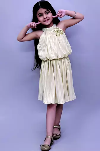 Golden embroidered polycotton co ord set