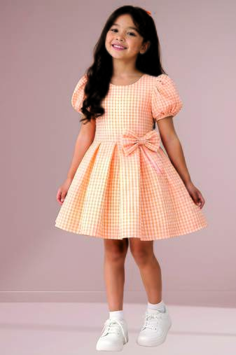Orange woven cotton dress