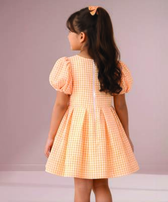 Orange woven cotton dress 2